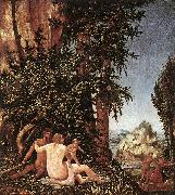 ALTDORFER, Albrecht Landscape with Satyr Family oil painting